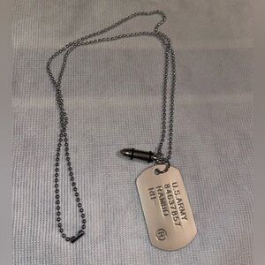 Rambo Army Dogtag Necklace with Bullet Charm